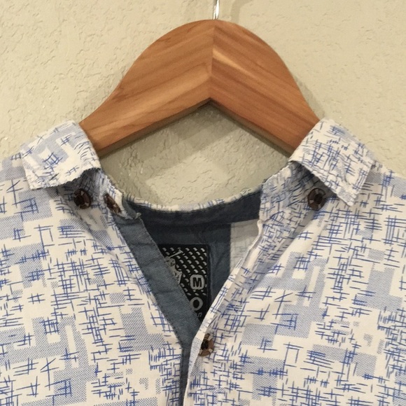 Polo by SH Fashion Boys Sz 10/12 Geometric Button Up Shirt Preppy - Picture 2 of 10